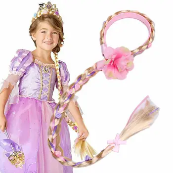 2021 Naujas Šviesūs Cosplay Audimo Nerijos Tangled Rapunzel Princesė Lankelis Plaukų Mergina Perukas Šalies Skrybėlės, Galvos Apdangalai