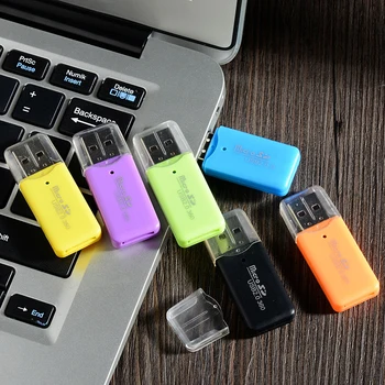 1pcs Atsitiktinės Spalvos Plastiko Mini Nešiojamas Atminties Kortelių Skaitytuvas Dėl TF Mikro SD Kortelės, USB 2.0 didelės spartos perdavimo