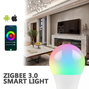 Tuya Zigbee 9W Smart Home Lemputė E27 RGB LED Lempos, šviesos srautą galima reguliuoti, su Pažangaus Gyvybės APP Valdymas Balsu, Google Namų Alexa