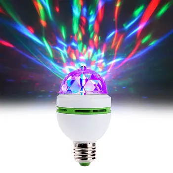 RGB 3W Sukasi LED Blykstės Lemputė Kelių Besikeičiančių Spalvų Kristalų Etape Lemputė E27 Bazė Lemputės, Lempos, Disco Kalėdos Spalvingos Sukasi DJ