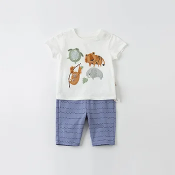 DB16891 dave bella vasaros kūdikių berniukų mados spausdinti kišenių kelnės vaikams, blauzdos ilgis vaikai kelnės kūdikiams, vaikiška kelnės