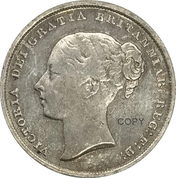 1839 Jungtinė Karalystė 1 Vienas Šilingas Victoria 1 portretas Jaunų galvos Cupronickel Sidabrą, Sidabro Kolekcionuojamų Kopijuoti Monetos
