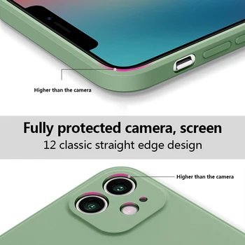 Prabangus Kvadratinis Rėmas Lyguma Lyguma Soft Case for iPhone 12 Mini Pro 11 Max Mini X XR XS 7 8 Plus SE 2020 Skaidrus Silikoninis Dangtelis