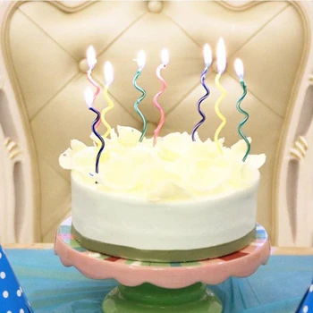 2set=16pcs Ilgai kreivė, tortas, žvakės, Safe Liepsnos Vestuvių Tortą Šalies Prekių Gimtadienio Namų Dekoro Žvakės