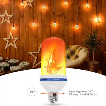 E27 LED Dinaminis Liepsnos Poveikio, Gaisro Lemputės Kūrybos Mirgėjimas Emuliacija 9W 110V, 220V, Kukurūzų žibintus, namų dekoro