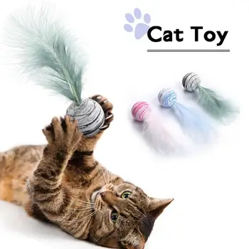 Katės Priedai Žvaigždė Kamuolys Plius Plunksnų EVA Medžiagos, Šviesos Putų Kamuolys Mesti Žaislas Interaktyvus Pliušinis Žaislas Plunksnų Naminių Reikmenys