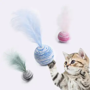 Katės Priedai Žvaigždė Kamuolys Plius Plunksnų EVA Medžiagos, Šviesos Putų Kamuolys Mesti Žaislas Interaktyvus Pliušinis Žaislas Plunksnų Naminių Reikmenys
