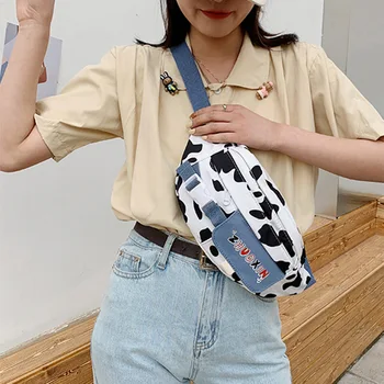Moteris Maišo Juosmens Paketai Nailono Karvė Modelis Kryžiaus Maišelį Japonijos Merginos Mielas Studentų Krūtinės Krepšiai Juosmens Paketai Moterų Krepšiai