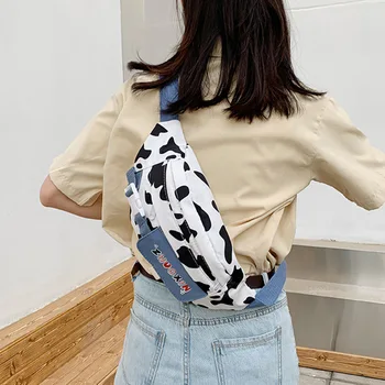 Moteris Maišo Juosmens Paketai Nailono Karvė Modelis Kryžiaus Maišelį Japonijos Merginos Mielas Studentų Krūtinės Krepšiai Juosmens Paketai Moterų Krepšiai