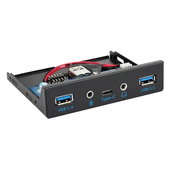 5 Prievadų USB 3.1 USB 3.0 Hub Spilitter HD Audio 3.5 mm TIPAS-C Uosto Priekinis Skydelis Su Power Adapter For Desktop 3.5