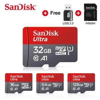 SanDisk Ultra Atminties kortelė 16gb 32gb 64gb 128gb 256 gb A1 SDHC/SDXC 100mb/s UHS-I Class10 flash TF/SD U1 micro SD Kortelė + Adapteris