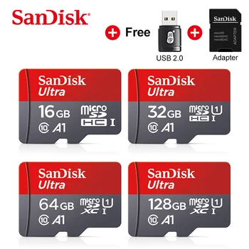 SanDisk Ultra Atminties kortelė 16gb 32gb 64gb 128gb 256 gb A1 SDHC/SDXC 100mb/s UHS-I Class10 flash TF/SD U1 micro SD Kortelė + Adapteris