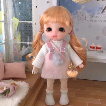 16cm Keičiama Perukas BJD Doll Mielas o.b.11 Apvalios Veido Handmand sudaro Bjd Lėlės 12 Kilnojamojo Sąnarių 