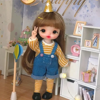 16cm Keičiama Perukas BJD Doll Mielas o.b.11 Apvalios Veido Handmand sudaro Bjd Lėlės 12 Kilnojamojo Sąnarių 