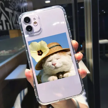 Mielas Animacinių filmų Katės Modelio Skaidrios Telefono dėklas Skirtas iPhone Pro 11 12 XS MAX X SE 2020 X XR 7 6 8Plus Gyvūnų Minkštos TPU Padengti Coque