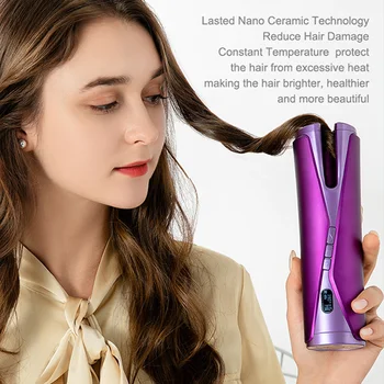 Nešiojamų Belaidžio Automatinė Hair Curler Elektros Keraminiai Akmenslydis Geležies Mašina, Garbanos, Bangos LCD Ekranas Pasukti Banga Styler Plaukų garbanojimo