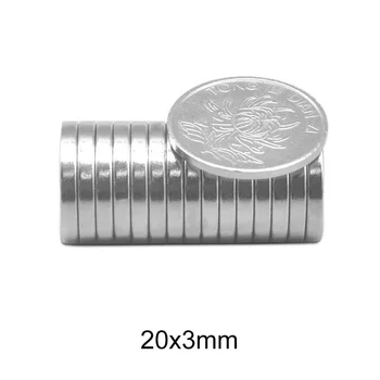 5~60pcs 20x3 Lapas Neodimio Magnetas 20mmx3mm Turas Galingas NdFeB Magnetai 20x3mm Retųjų Žemių Magnetas Disko magnetai, stiprūs 20*3 mm
