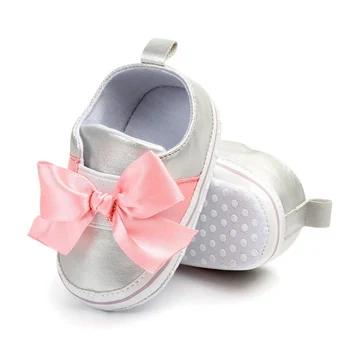 PU Kūdikių Mergaičių Bateliai Naujagimiui batai pirmą kartą eiti oda Kūdikių Bateliai Lankas Pirmasis Vaikštynės Mados Princesė Batai 0-18M