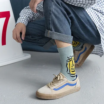 Unisex vyrų ir moterų kojinės rudens ir žiemos mados korėjos versija tendencija siuvinėtos medvilnės kojinių pora vamzdžių kojinės