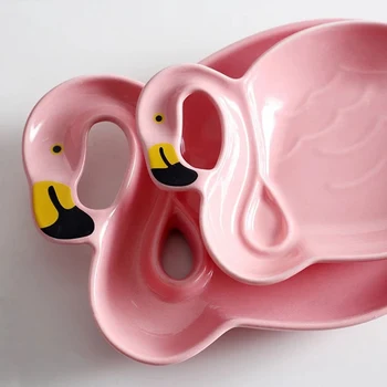 Kūrybos Flamingo Ceramica Indai Stalo Įrankiai Desertui Vaisių Lėkštės Salotų Dubenį Originalumas Arbatos Pusryčiai Disko Kalėdos Dovanas