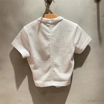 111061 Naujas Vasaros Mados Slim Klasikinis Siuvinėjimo Raštą Prekės ženklo Dizainas Baltas Atsitiktinis Universalus Trumpas Rankovės Medvilnės marškinėliai A2
