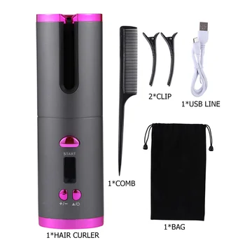 Belaidžiu Automatinė Hair Curler USB Įkrovimo Auto Sukasi Garbanoti LED Ekranas Temperatūra Garbanotais Mašina Ar Bangas Plaukų