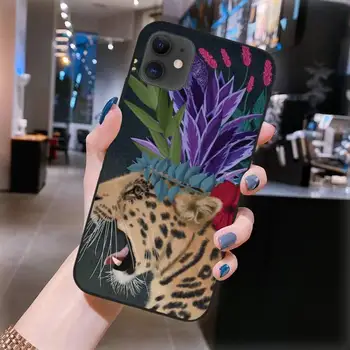 Prabangių Gėlių Leopardas Spausdinti Telefono dėklas Skirtas iPhone 12 Mini Pro 11 XS Max X XR 7 8 Plius Minkštos TPU Galinį Dangtelį