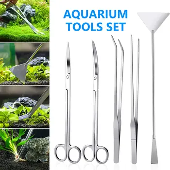 Aquascaping Įrankiai Akvariumas Žirkliniai Pincetu Priemonė Nerūdijančio Plieno Vandens Augalų Rinkinys Akvariumo Priežiūros Gyvų Augalų Žolės