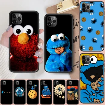 Cookie Monster Sesame Street Animacinių filmų Telefono Padengti Korpuso iphone 5 5s se 2 6 6s 7 8 12 mini plus X XS XR 11 PRO MAX juoda