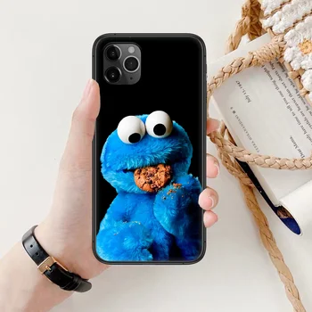 Cookie Monster Sesame Street Animacinių filmų Telefono Padengti Korpuso iphone 5 5s se 2 6 6s 7 8 12 mini plus X XS XR 11 PRO MAX juoda