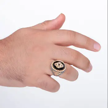 925 Sterlingas Sidabro Karūna Karaliaus Raštuotas Juoda Oniksas, Sidabro Vyrų Žiedas Išskirtinis Brangakmenio Žiedas Vyrams Ovalo formos Žiedas