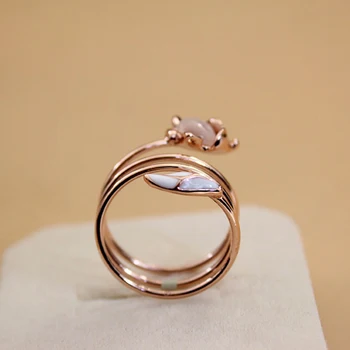 Kūrybos Fox Gyvūnų Rose Aukso Žiedai Moterų Mados Prabangių Moterų Opalas Žiedas Papuošalai Chaming Ponios Vestuvės Juvelyrika Dovanos