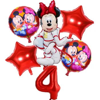 6pcs/set Mickey Minnie Mouse Animacinių filmų Balionus, Gimtadienio Dekoracijas, Baby Shower Aliuminio Folija Skaičius Balionas vaikas žaislas Globos