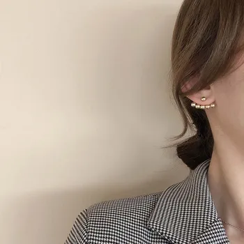 Korėjos versija retro kabinti granulių metalo auskarai moterims, paprasta asmenybė vėduoklės formos auskarai Mados auskarai