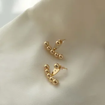 Korėjos versija retro kabinti granulių metalo auskarai moterims, paprasta asmenybė vėduoklės formos auskarai Mados auskarai