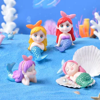 4Pcs Kawaii Animacinių filmų Undinė Fairy Sodo Miniatiūros Terariumai Figūrėlės Papuošalai PVC Amatų 