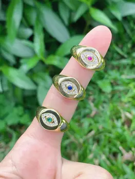 8Pcs naujas atvykti laimingas akis žavesio papuošalai moterims aukso užpildytas cz spalvingas mados midi piršto žiedą