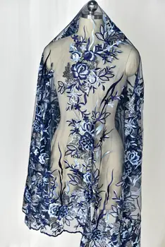 Multi-color trimatis granulių siuvinėjimas nėrinių audinio audinio vestuvinė suknelė 