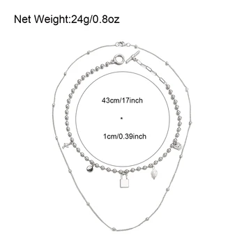 AENSOA Derliaus Daugiasluoksnės Lock Pendant Karoliai Moterų Pearl Geometrinis Kutas Žavesio Choker Karoliai Moterų Mados Juvelyrika