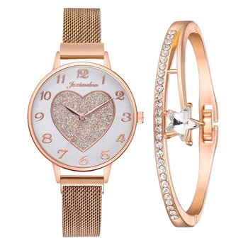 Prabangos Prekės ženklo Moterų Laikrodžiai Meilės Magnetas Žiūrėti Sagtis Mados Atsitiktinis Moterų Laikrodis Paprasta 2vnt/komplektas Apyrankė Laikrodis Montre Femme