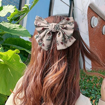 Drugelis Plaukų Clips Merginos Plaukų Lankas Gėlių Spausdinti Šifono Dviejų Sluoksnių Žiburių Pavasario Plaukų Įrašus Moterų Plaukų Aksesuarai, Plaukų Segtukai