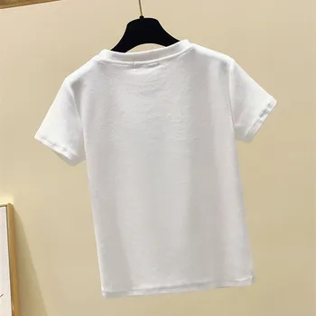 Mados Vasaros Moterų Medvilnės, Baltos spalvos Marškinėlius Moterims Topai Spalva Planetos China Siuvinėti trumpomis Rankovėmis Moteriška T-shirt