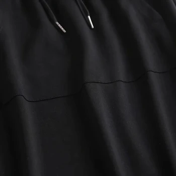 Moteris Aukštos Kokybės Atsitiktinis Britų Stiliaus Ilgas Sijonas Mados Elegantiškas Sijonas su Kišenėje Didelis Juosmens sutraukimo juostelę Juodas Sijonas BHN0285