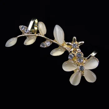 1PC Naujas Fine Jewelry Elegantiškos Retro Gėlių kalnų krištolas Kristalų Ausies Manžetai Stud Ne-auskarų Auskarai Kairės/Dešinės Ausies Segtukas Madinga Moteriška