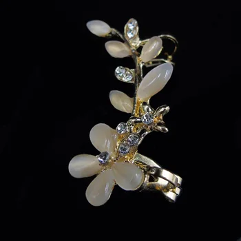 1PC Naujas Fine Jewelry Elegantiškos Retro Gėlių kalnų krištolas Kristalų Ausies Manžetai Stud Ne-auskarų Auskarai Kairės/Dešinės Ausies Segtukas Madinga Moteriška