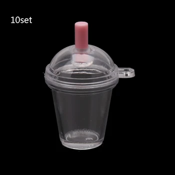 Karšto 10vnt Mini Frappuccino Puodelio Kavos Puodelį, Miniatiūriniai Lėlių Modeliavimas Plastiko Tortas, Ledų Puodeliai Keychain Papuošalai Priėmimo