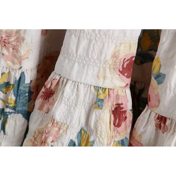 Derliaus Elegantiškas Gėlių Spausdinti Plisuotos Hem Mini Suknelė Moterims 2021 Mados O-Kaklo Trys Ketvirtį Rankovėmis Suknelė Vestidos