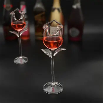 Išgalvotas Red Wine Goblet Vyno Kokteilis Akinius 100ml Rožių Žiedų Formos Vyno Stiklo Šalis kokteilių taurės tokios Drinkware 090C