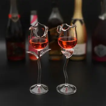 Išgalvotas Red Wine Goblet Vyno Kokteilis Akinius 100ml Rožių Žiedų Formos Vyno Stiklo Šalis kokteilių taurės tokios Drinkware 090C