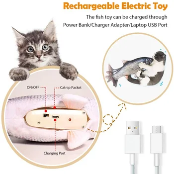 Elektros elektros katė žaislas, visą gyvenimą apversti žuvis su katžolių maišelį, realus ir įdomus apversti kačių, žuvų sporto žaislas
